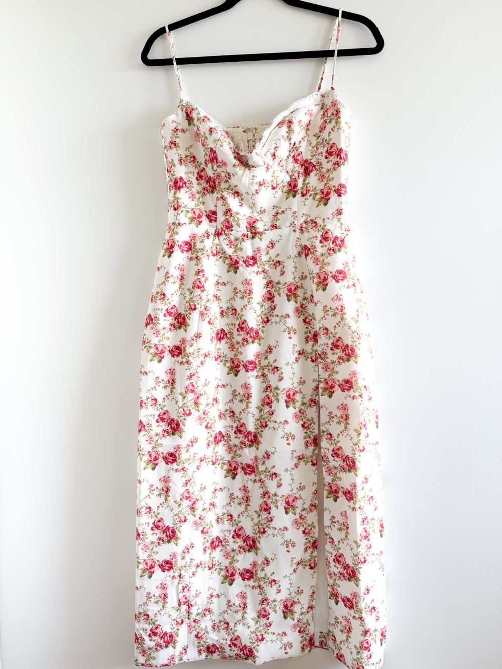 House of CB Cream Midi Slip Dress Rose Print - Picture 2 of 16